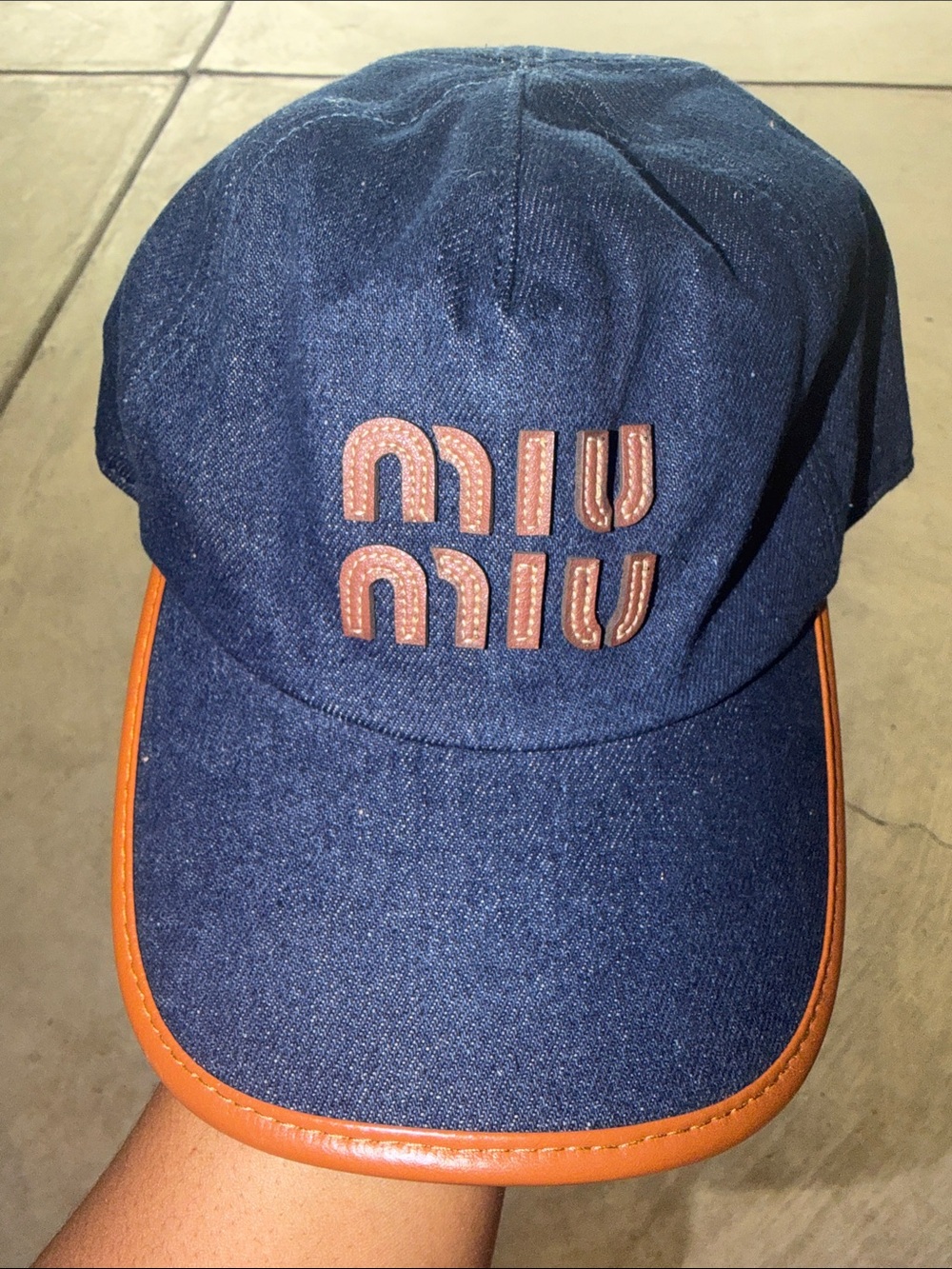 navy denim cap